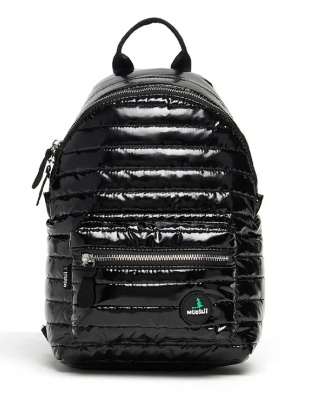 Mueslii Shiny Quilted Black Mini Backpack for Men